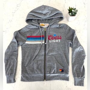 Aviator Nation x Coors Light 5 Stripe Zip Hoodie Size XS EUC